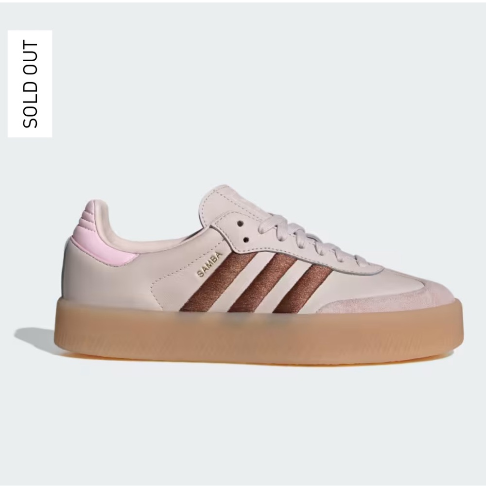 NWT Adidas Sambae Platform Gum Sneakers Putty Mauve Pink Brown Sz Women 6